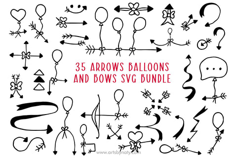 35 Arrows Balloons and Bows SVG Bundle. SVG Arts By Naty 