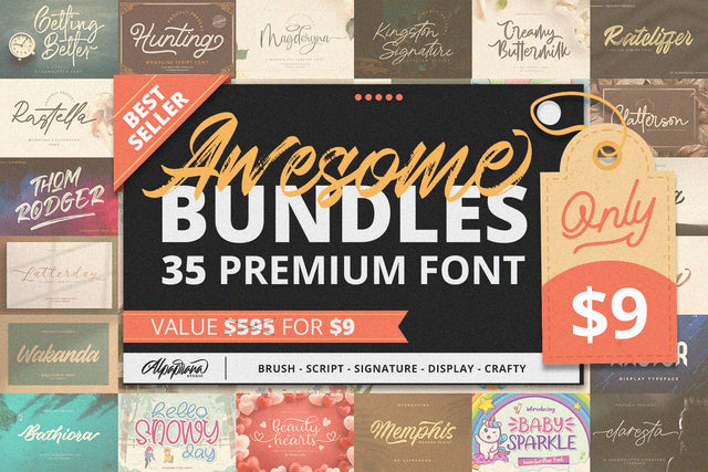 35 Best Seller Font Bundle Font Alpaprana Studio 