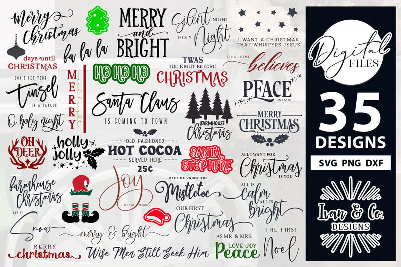 35 Christmas SVG Bundle, Christmas Svg, Farmhouse Svg, Cricut Svg, Silhouette Designs, Digital Cut Files, SVG DXF PNG (99NOV23D) SVG Ivan & Co. Designs 