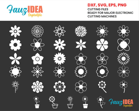35 Daisy Bundle Svg Files, Daisy Silhouette, Daisy Clipart, Daisy Cricut, Flowers Bundle Svg, Flowers Clipart, Flowers Vector, svg cut file SVG Fauz 
