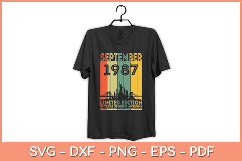 35 Years Old Gifts Vintage September 1987 35th Birthday Svg File SVG Helal 