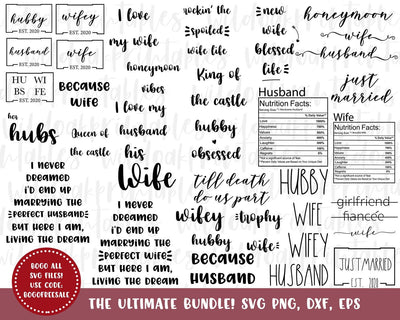 36 Files! wife svg bundle, husband svg bundle, hubby svg, wifey svg, funny wife svgs, funny spouse svgs, funny husband svgs SVG WildOakSVG 