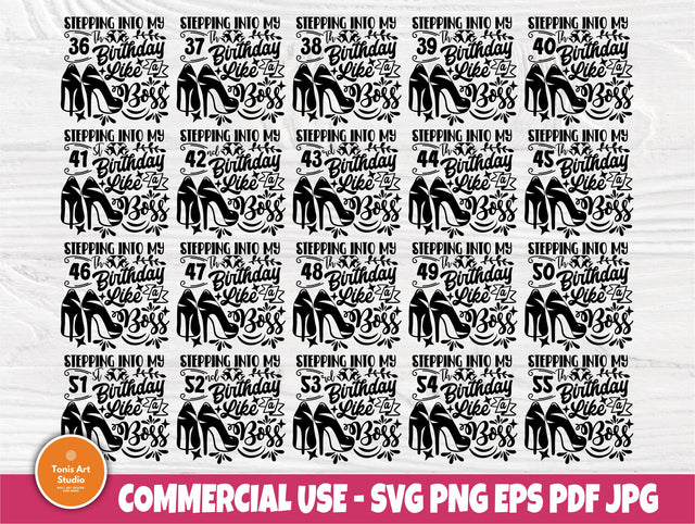 36th to 55th Birthday Like a Boss SVG, High Heels SVG TonisArtStudio 