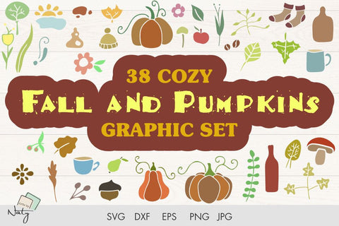 38 Cozy fall and pumpkins graphic set. SVG Arts By Naty 