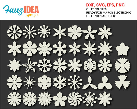 38 Flower Center SVG Template, Paper Flower Templates SVG, Flower Svg, Flower Silhouette, Wedding Decorations, Origami flower svg SVG Fauz 