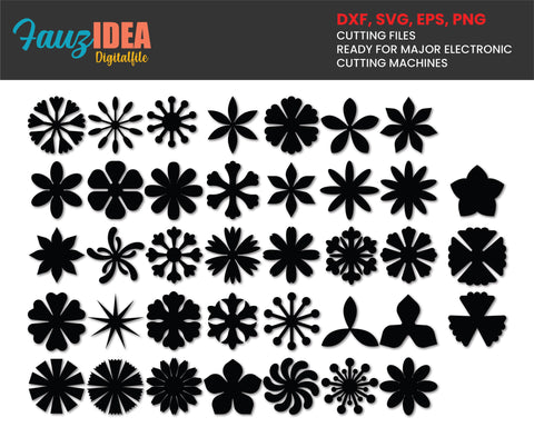 38 Flower Center SVG Template, Paper Flower Templates SVG, Flower Svg, Flower Silhouette, Wedding Decorations, Origami flower svg SVG Fauz 