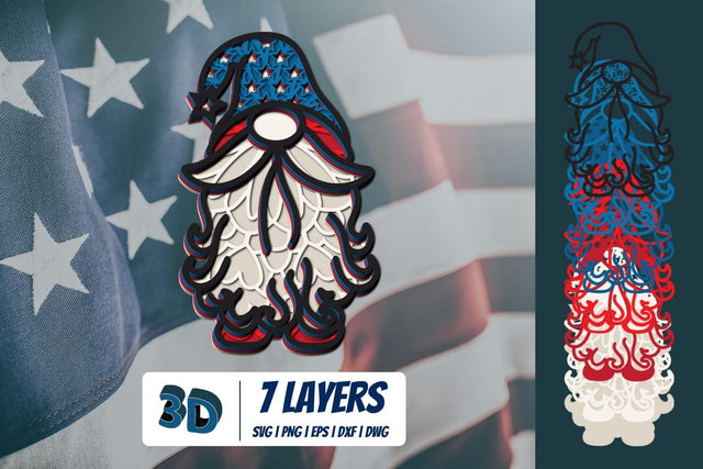 3D 4th Of July Gnome SVG SVG SvgOcean 