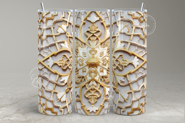 3D Abstract Art Tumbler Design, 20oz Skinny Tumbler Wrap, Colorful Boho Art Seamless Tumbler Wrap, Metallic Flower Style, Digital Download Sublimation Syre Digital Creations 