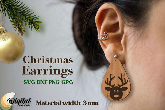 3D Accessories. Christmas Earrings Laser. Laser Cut Earrings Christmas SVG Evgenyia Guschina 