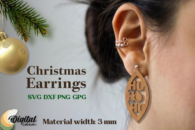 3D Accessories. Christmas Earrings Laser. Laser Cut Earrings Christmas SVG Evgenyia Guschina 