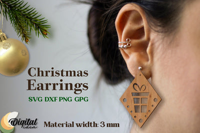 3D Accessories. Christmas Earrings Laser. Laser Cut Earrings Christmas SVG Evgenyia Guschina 
