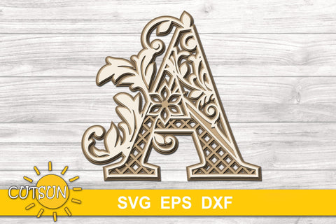 3D Alphabet Layered Mandala SVG Bundle 26 letters 3D Paper CutsunSVG 