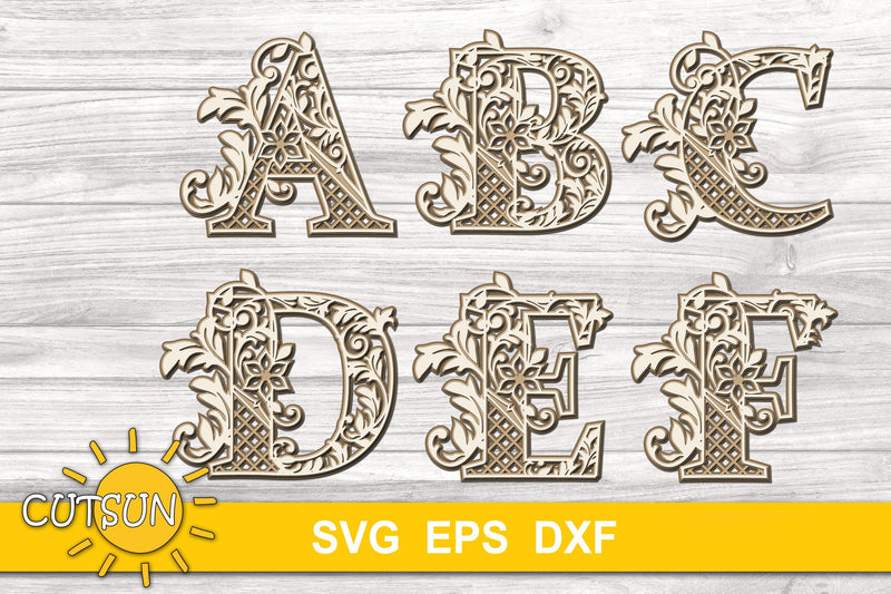 3D Alphabet Layered Mandala SVG Bundle 26 letters 3D Paper CutsunSVG 