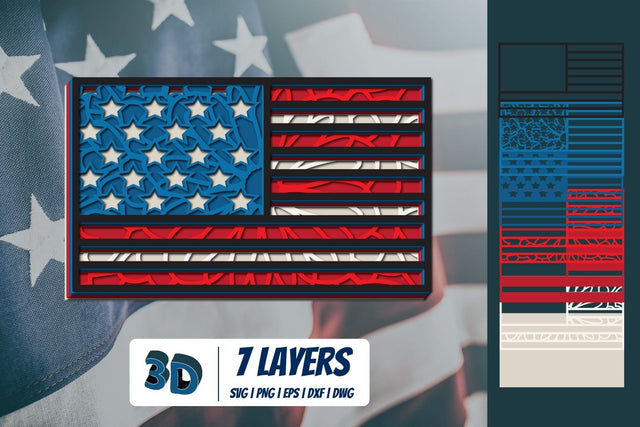3D American Flag SVG SVG SvgOcean 