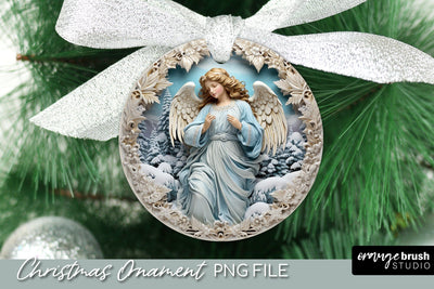 3D Angel Christmas Ornament Design Sublimation OrangeBrushStudio 