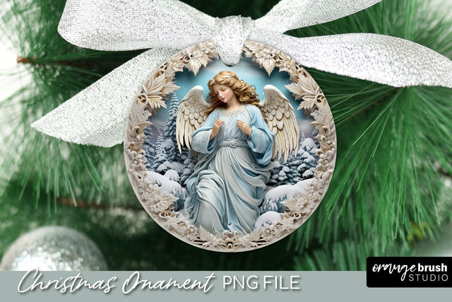 3D Angel Christmas Ornament Design Sublimation OrangeBrushStudio 