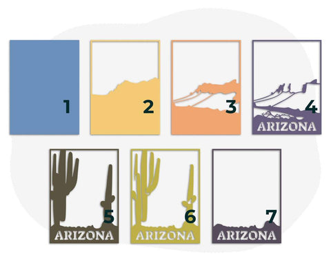 3d Arizona layered svg, western svg, desert svg, laser cut file, cnc files for wood, mountain svg, cactus svg, shadowbox svg, Glowforge file SVG CutLeafSvg 