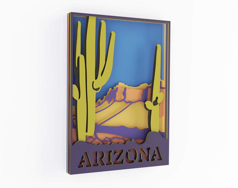 3d Arizona layered svg, western svg, desert svg, laser cut file, cnc ...