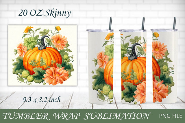 3d Autumn tumbler with stacked pumpkin, Fall sublimation Sublimation AnastasiyaArtDesign 