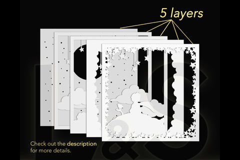 3D Baby Light Box Template | Layered Shadow Box Svg 3D Paper Lights & Silhouettes 