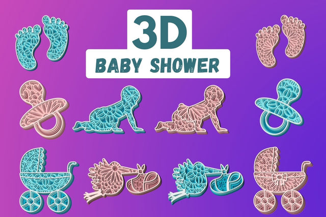 3D Baby Shower SVG Bundle SVG SvgOcean 