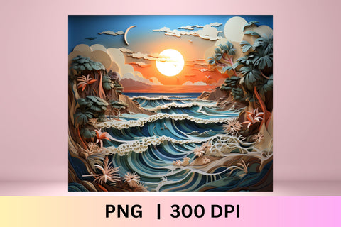 3D Beach Sublimation Design | 3d Tumbler Wrap | Beach Sublimation FloridPrintables 