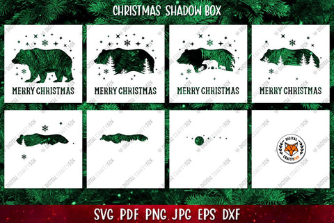 3D Bear Layered Shadow Box | Christmas Light Box SVG SVG Digital Craftyfox 