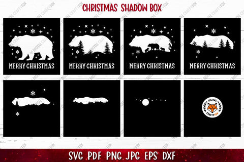 3D Bear Layered Shadow Box | Christmas Light Box SVG SVG Digital Craftyfox 