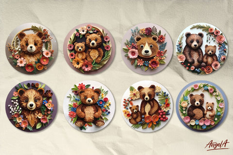 3d bear sublimation / Round sublimation keychain designs PNG SVG Angelina Semenova 