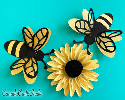 3D Bee and Sunflower SVG CanadaCraftsStudio 