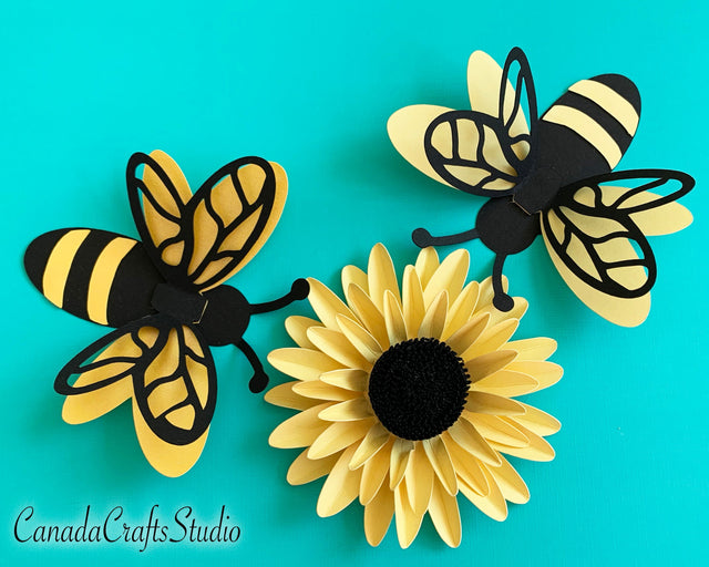 3D Bee and Sunflower SVG CanadaCraftsStudio 