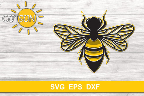 3D Bee & Honeycomb Layered SVG 3D Paper CutsunSVG 
