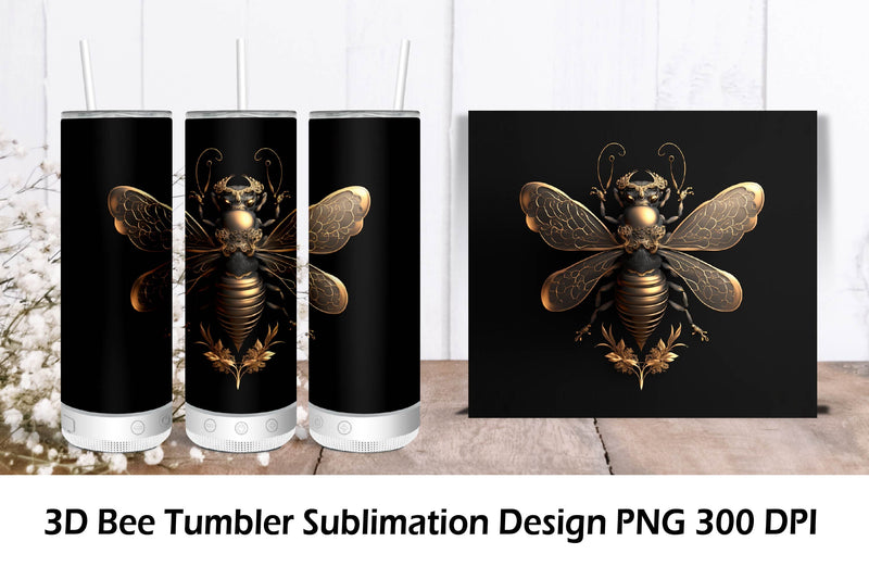 3D Bee PNG Tumbler Sublimation. Tumbler Wrap Sublimation Samaha Design 