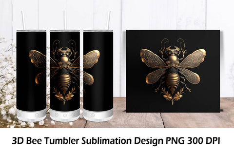 3D Bee PNG Tumbler Sublimation. Tumbler Wrap Sublimation Samaha Design 