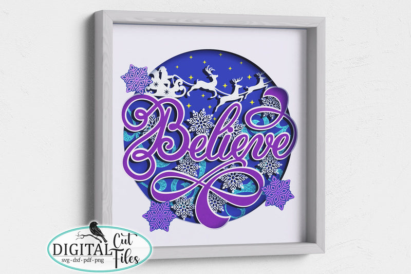 3D Believe Santa shadow box svg SVG kartcreationii 