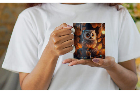 3D Bird Owl Halloween Mug Wrap | Sublimation Coffee Cup Sublimation artnoy 