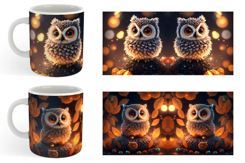3D Bird Owl Halloween Mug Wrap | Sublimation Coffee Cup Sublimation artnoy 