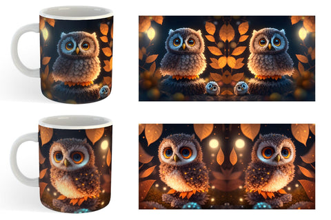 3D Bird Owl Halloween Mug Wrap | Sublimation Coffee Cup Sublimation artnoy 