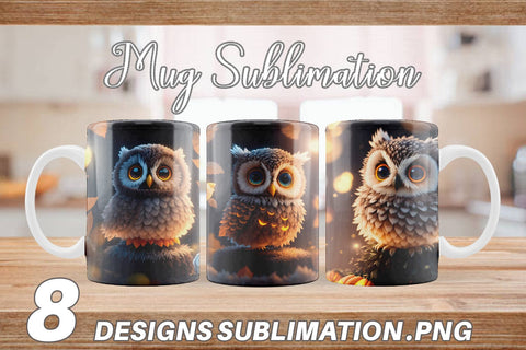 3D Bird Owl Halloween Mug Wrap | Sublimation Coffee Cup Sublimation artnoy 