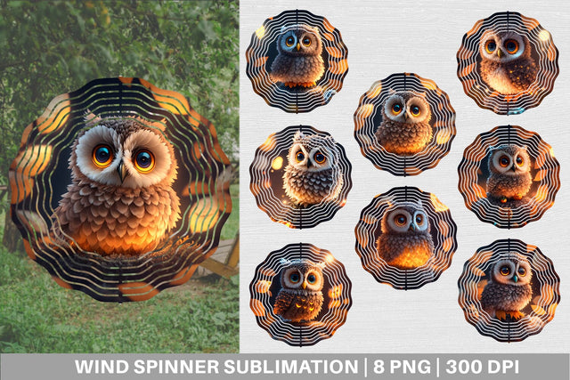 3D Bird Owl Halloween Wind Spinner | Sublimation Spinner Sublimation artnoy 
