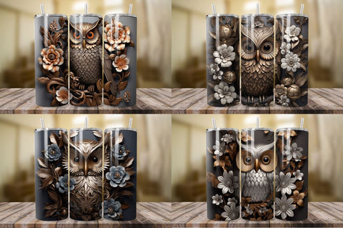 3D Bronze Metal Owl Tumbler Bundle Sublimation Regulrcrative 