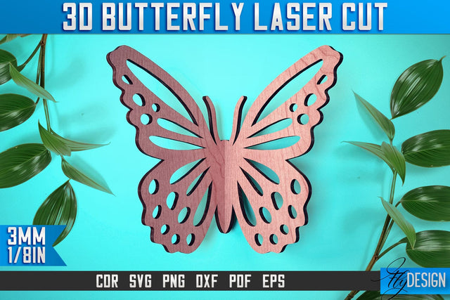 3D Butterfly Laser Cut SVG | Butterfly Laser Cut SVG Design | CNC Files SVG Fly Design 