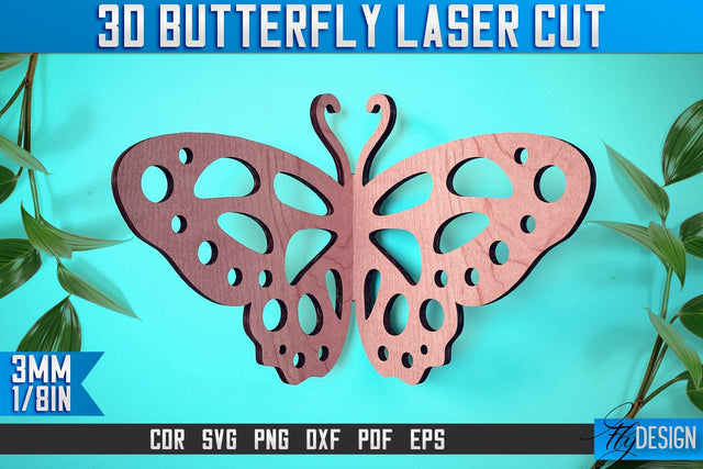 3D Butterfly Laser Cut SVG | Butterfly Laser Cut SVG Design | CNC Files SVG Fly Design 