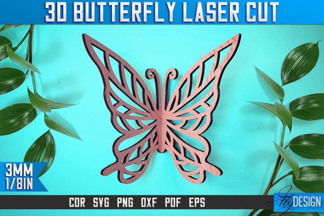3D Butterfly Laser Cut SVG | Butterfly Laser Cut SVG Design | CNC Files SVG Fly Design 