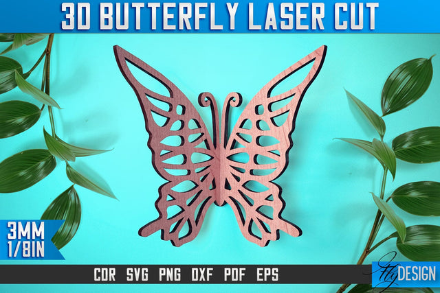 3D Butterfly Laser Cut SVG | Butterfly Laser Cut SVG Design | CNC Files SVG Fly Design 