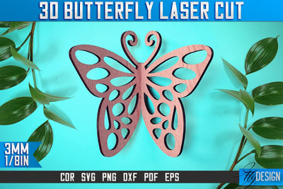 3D Butterfly Laser Cut SVG | Butterfly Laser Cut SVG Design | CNC Files SVG Fly Design 