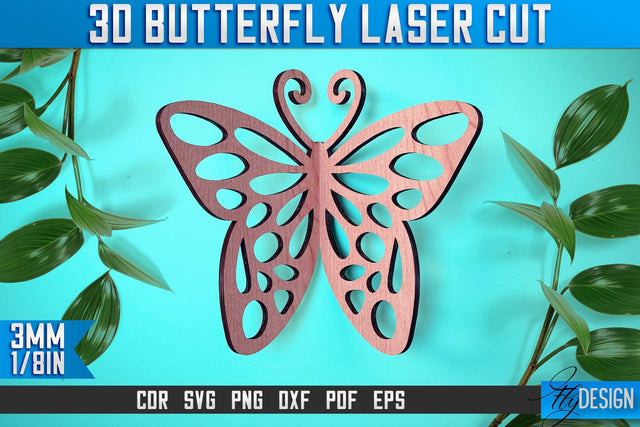 3D Butterfly Laser Cut SVG | Butterfly Laser Cut SVG Design | CNC Files SVG Fly Design 