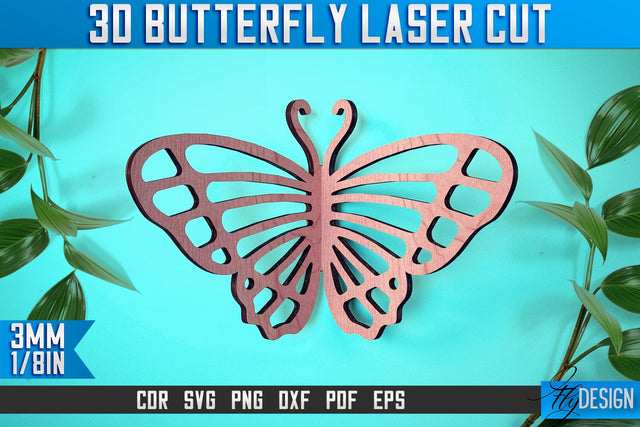 3D Butterfly Laser Cut SVG | Butterfly Laser Cut SVG Design | CNC Files SVG Fly Design 