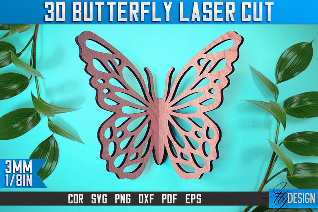 3D Butterfly Laser Cut SVG | Butterfly Laser Cut SVG Design | CNC Files SVG Fly Design 