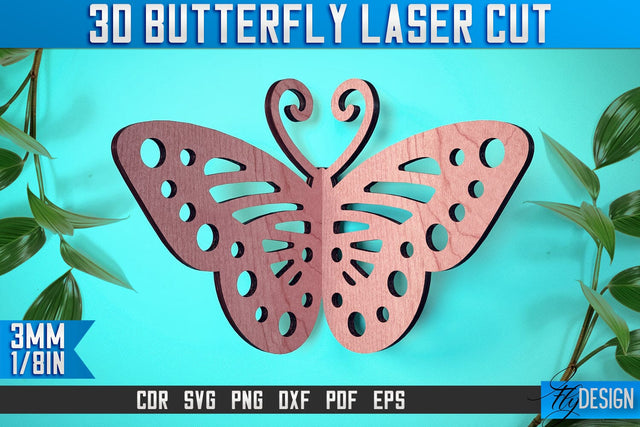 3D Butterfly Laser Cut SVG | Butterfly Laser Cut SVG Design | CNC Files SVG Fly Design 
